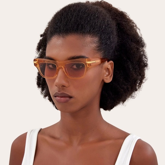 NEW BV1122S 007 BOTTEGA VENETA ORANGE BROWN CAT EYE WOMEN SUNGLASSES - Picture 3 of 11